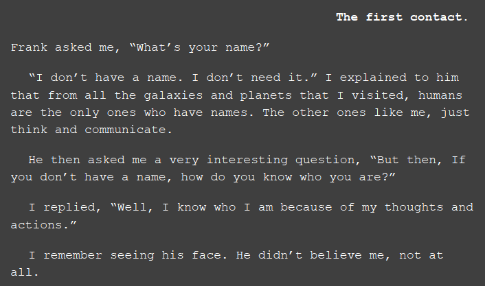 A Deep Story With a Gamer - Story Excerpt - Who you are